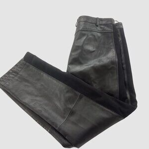 Women’s EYE Black Leather Pants Side Stripes Size 8 Soft Genuine Leather Y2K